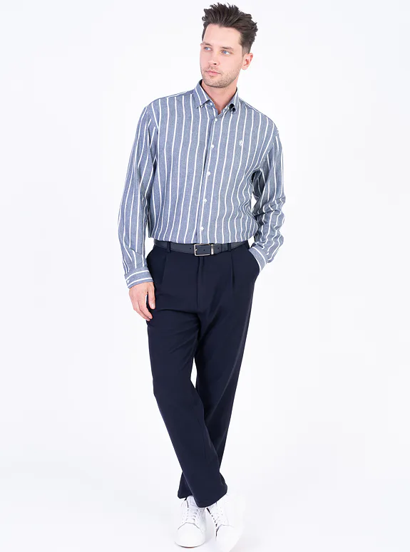 Cotton shirt with linear pattern