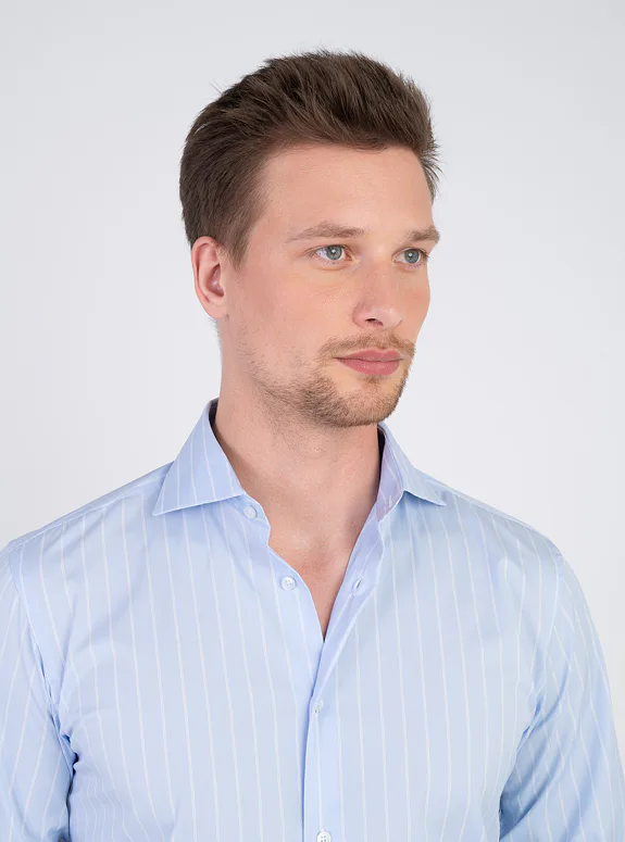 Cotton shirt with linear pattern