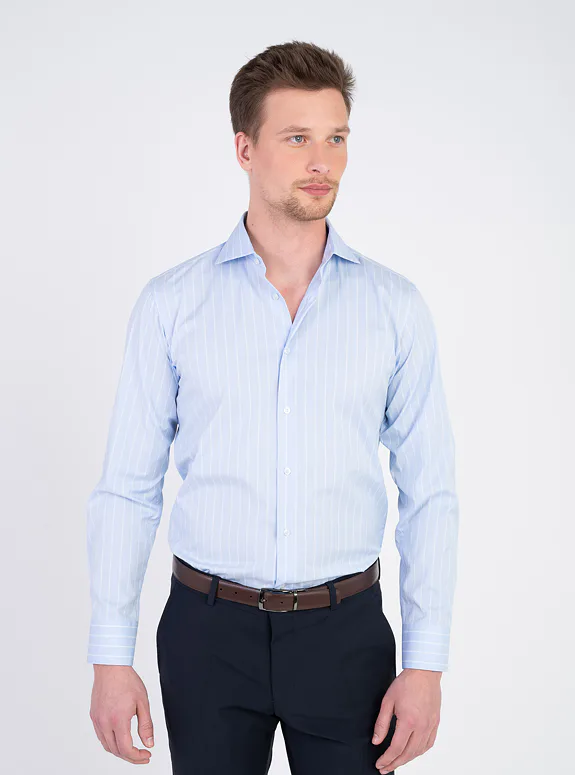 Cotton shirt with linear pattern