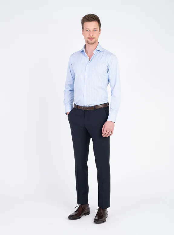 Cotton shirt with linear pattern